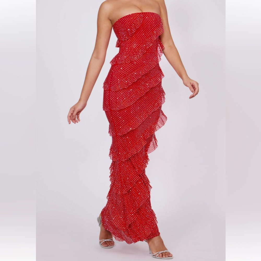 Red shimmer dress